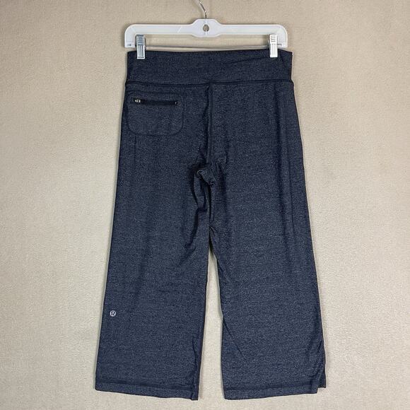Lululemon Pants Womens M Gray Wide Leg Cropped Drawstring Waist Athletic Stretch - Picture 11 of 12